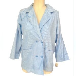 Vintage Double Breasted Blue Pin Striped Cotton Shirt/Blazer